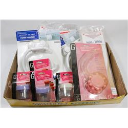 FLAT OF BATHROOM SUPPLIES, INSOLES AND MORE