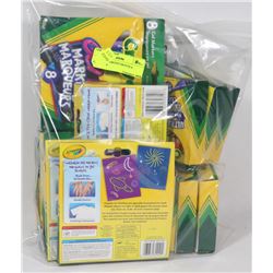 BAG OF ASSORTED CRAYOLA PRODUCTS.