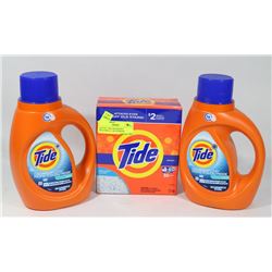 LOT OF 3 TIDE DETERGENT INCLUDES A 1.1KG POWDER