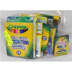 BAG OF ASSORTED CRAYOLA PRODUCTS.