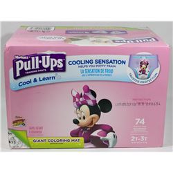 BOX OF HUGGIES PULL-UPS 2-3T, 74 IN BOX.