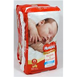 LOT OF 2 NEWBORN HUGGIES CONTAINS 32 PER PACK.