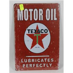 NEW! 12" X 8" TEXACO MOTOR OIL METAL SIGN