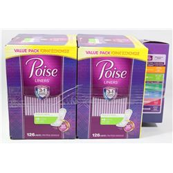3 BOXES OF POISE LINERS CONTAINS 302 LINERS.