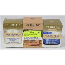 LOT OF 3 L'OREAL SKIN CARE PRODUCTS.
