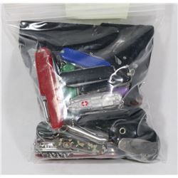 BAG OF ASSORTED POCKET KNIVES