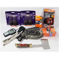 BOX OF MISC POLICE SEIZER ITEMS