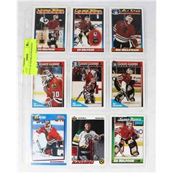 SHEET OF 9 ED BELFOUR HOCKEY CARDS