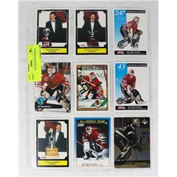 SHEET OF 9 ED BELFOUR HOCKEY CARDS