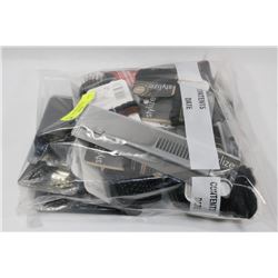 BAG OF STYLISH BRUSHES, COMBS, ELASTICS AND CLIPS.