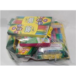 BAG OF ASSORTED CRAYOLA PRODUCTS.