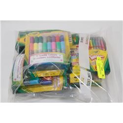 BAG OF ASSORTED CRAYOLA PRODUCTS.