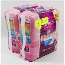 2 PACKS OF 16 POISE LONG ULTRA THIN PADS