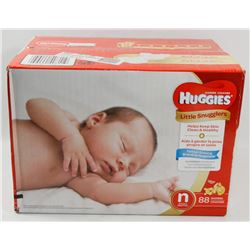BOX OF 88 HUGGIES LITTLE SNUGGLERS NEWBORN DIAPERS