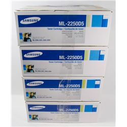LOT OF 4 SAMSUNG ML-2250D5 TONER CARTRIDGES.