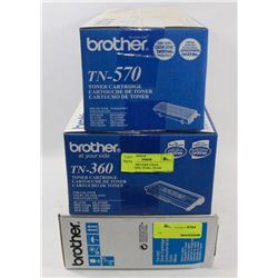 LOT OF 3 BROTHER TONER CARTRIDGES, TN-04C, TN-360