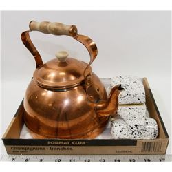 VINTAGE COPPER TEA KETTLE POT MADE IN PORTUGAL