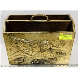 BRASS & WOOD MAIL/DESK ORGANIZER.
