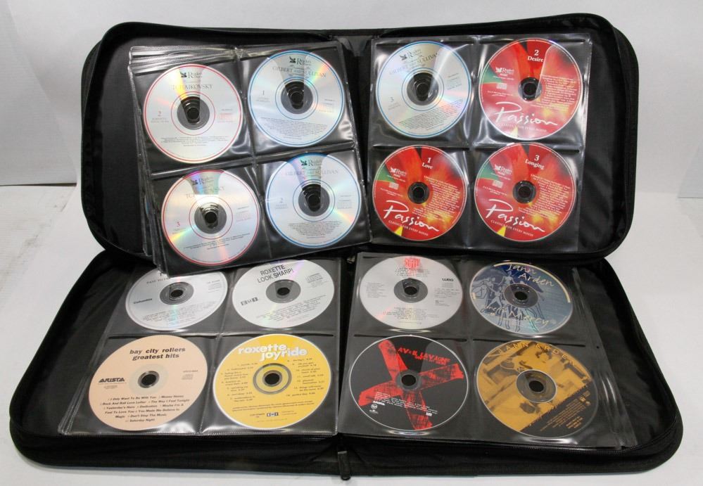 NYLON CD/DVD WALLETS X2, INCLUDES 240 MUSIC CDS Kastner Auctions