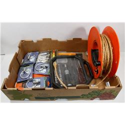 TRAY OF ASSORTED TOOLS & HARDWARE