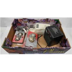 BOX OF ASSORTED INCLUDING, HEATER, SOAP DISPENSER