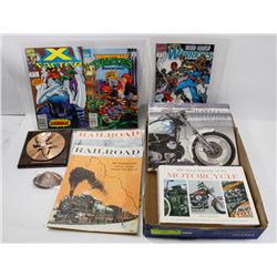FLAT OF ASSORTED COLLECTIBLES, INCLUDING COMICS
