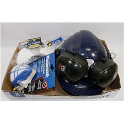 FLAT OF NEW & USED SAFETY ITEMS INCLUDES REUSABLE