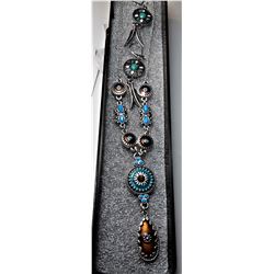 7)  SILVER TONE & TURQUOISE NECKLACE