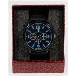 GT GRAND TOURNING MANS WATCH BLACK RUBBER STRAP.