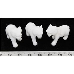 3 WHITE ONYX LIONS.