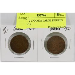 LOT OF 2 CANADA LARGE PENNIES, 1909, 1910