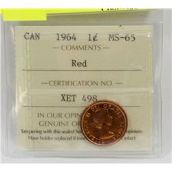 CANADA 1964 CENT - ICCS GRADED MS-65
