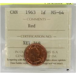 CANADA 1963 CENT - ICCS GRADED MS-64