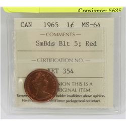 CANADA 1965 CENT - ICCS GRADED MS-64