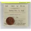 Image 1 : CANADA 1965 CENT - ICCS GRADED MS-64