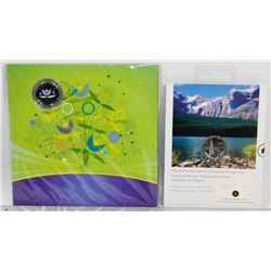 ALBERTA 2005 FIRST DAY 25 CENT COIN AND 2009 RCM