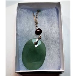 5) NYGARD JADE, BROWN PEARL & CRYSTAL PENDANT