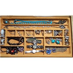 2) DELUXE JEWELRY BOX & CONTENTS.