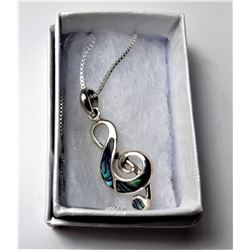 8) SILVER 925 STAMPED TREBLE CLEF PENDANT WITH