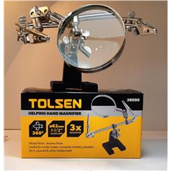 17) NEW IN BOX TOLSEN HELPING HANDS MAGNIFIER.