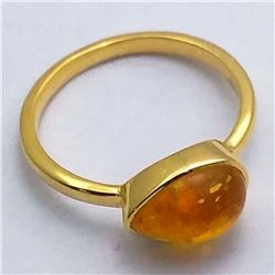 94) STERLING SILVER CITRINE RING SIZE 7