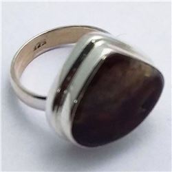 97) STERLING SILVER AGATE RING SIZE 6.75