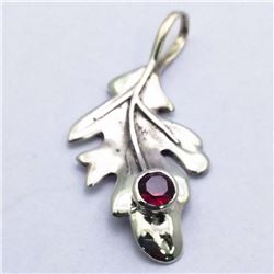 38) STERLING SILVER GARNET PENDANT