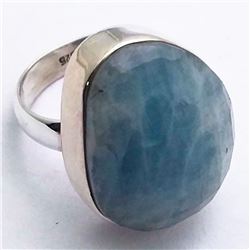 83) STERLING SILVER AGATE RING SIZE 7