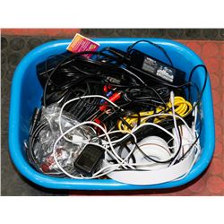 BIN OF ELECTRONICS CORDS