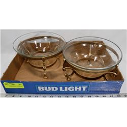 TWO VINTAGE BOWLS ON STANDS.