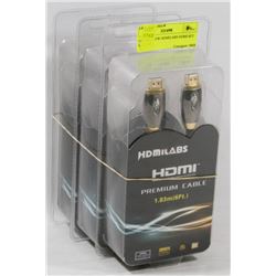 LOT OF 3 NEW HDMILABS HDMI 6FT CABLES.