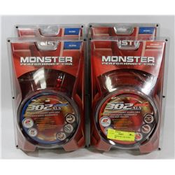 LOT OF 4 MONSTER  CAR AUDIO CABLES, 5M