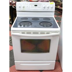 FRIGIDAIRE WHITE STOVE. 30"X25"X37".