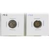 Image 1 : 1912, 1913 GEORGE V SILVER 5 CENT COINS